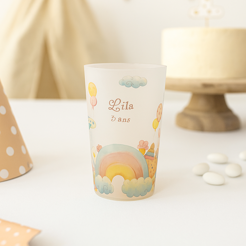 Gobelet personnalisé Anniversaire Arc en Ciel & Nuage