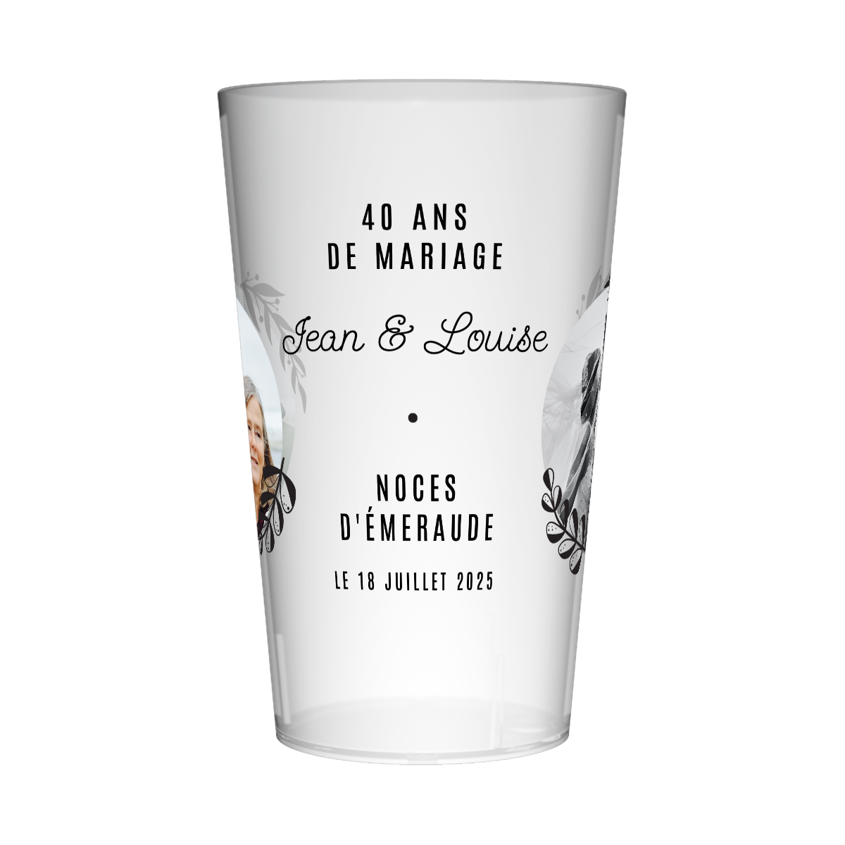 Gobelet personnalisé Noces Deux Photos