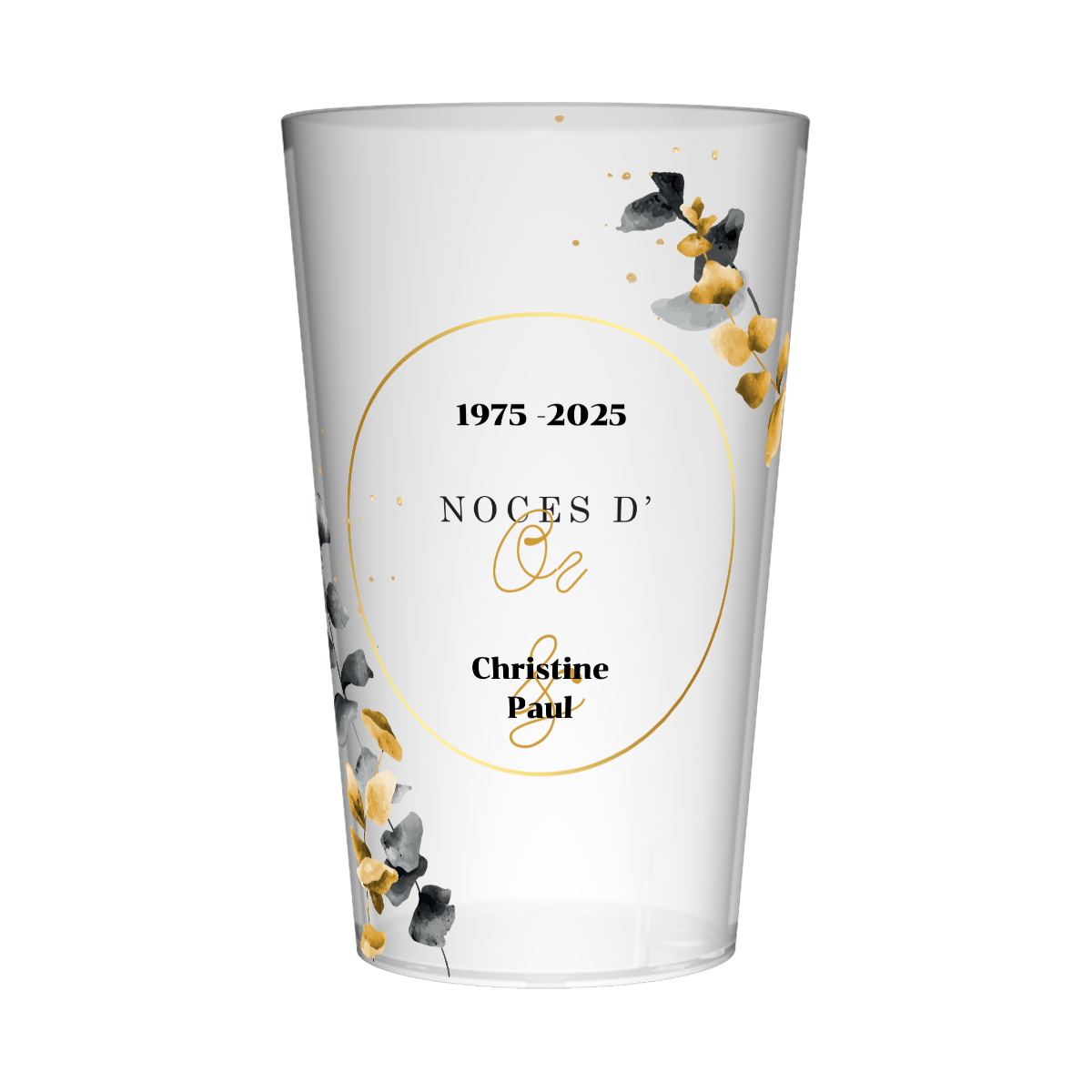 Gobelet personnalisé Noces d'Or & Eucalyptus