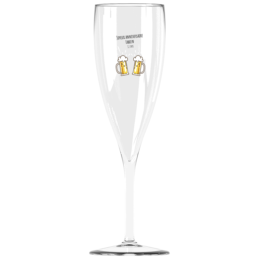 Flûte à champagne personnalisée Effervescence incassable anniversaire bières