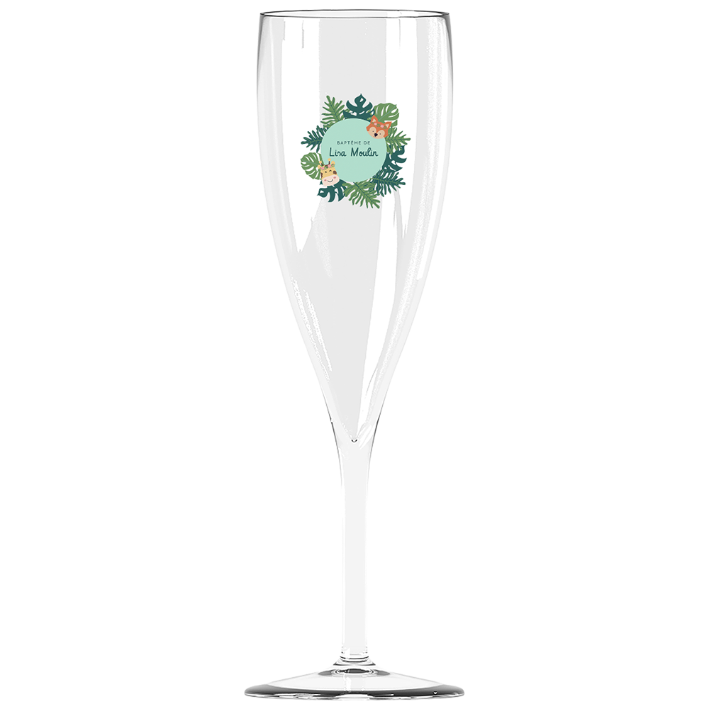 Flûte à champagne personnalisée Effervescence incassable baptême tropical