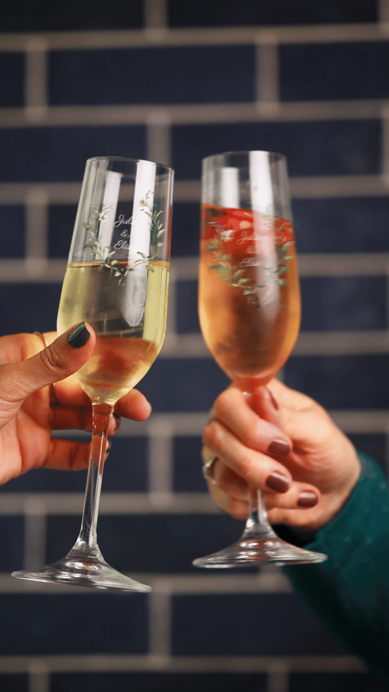 Flûte à champagne personnalisée en verre ambiance
