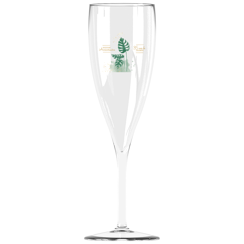 Flûte à champagne personnalisée Effervescence incassable anniversaire monstera