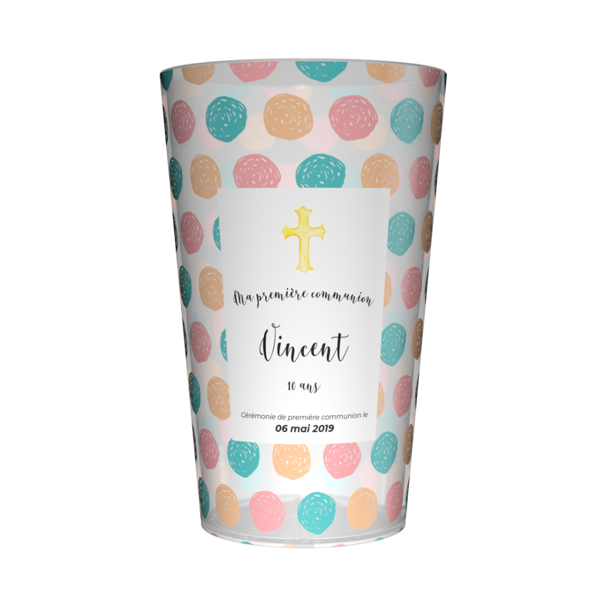 Gobelet personnalisé Communion Ronds