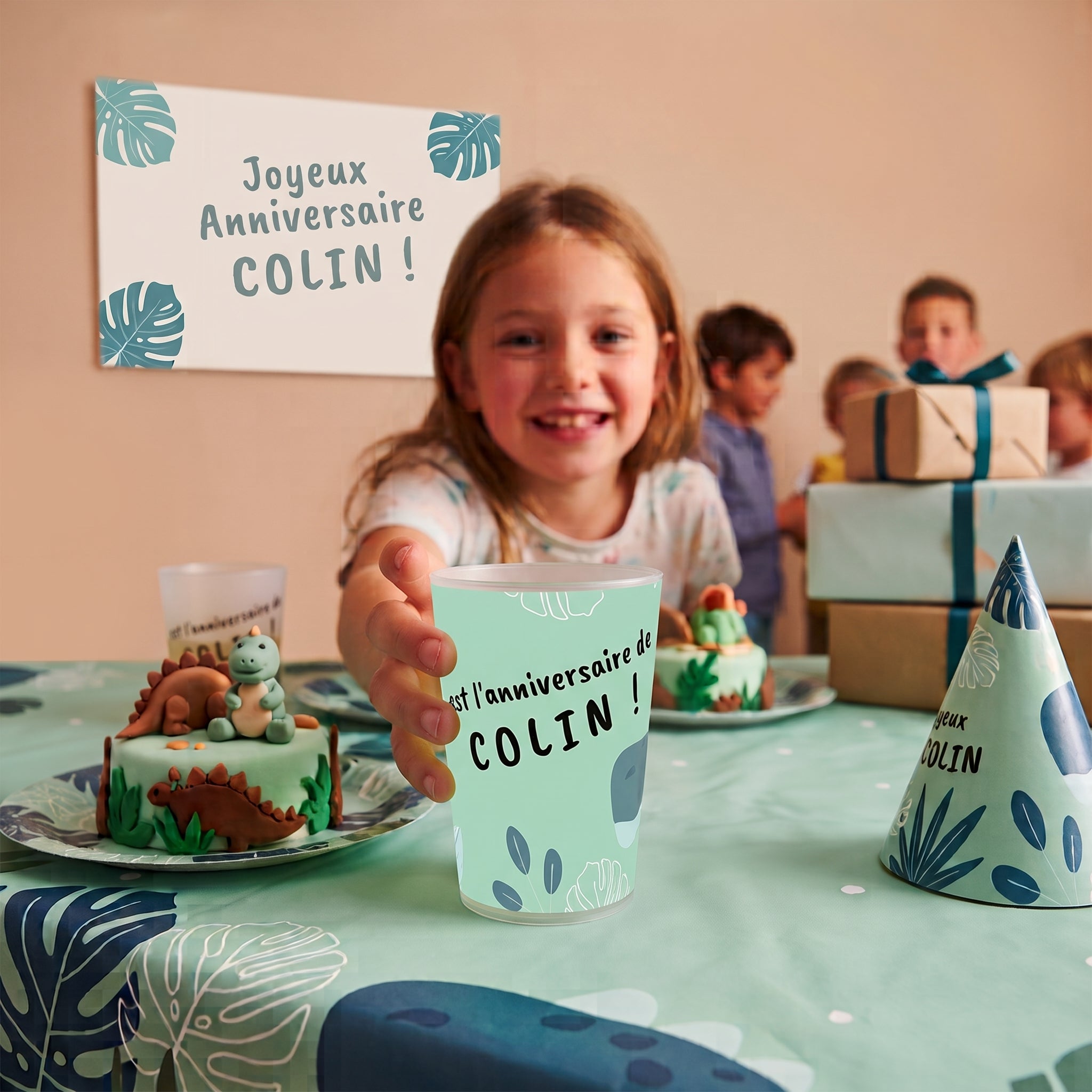 Gobelet personnalisé Anniversaire Dino ambiance