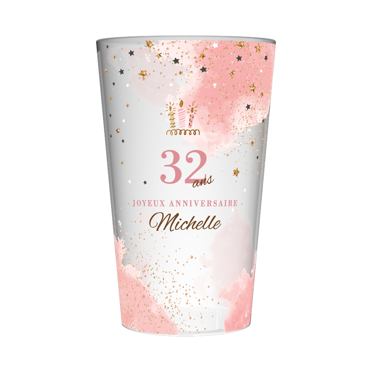 Gobelet personnalisé Anniversaire Rose & Doré