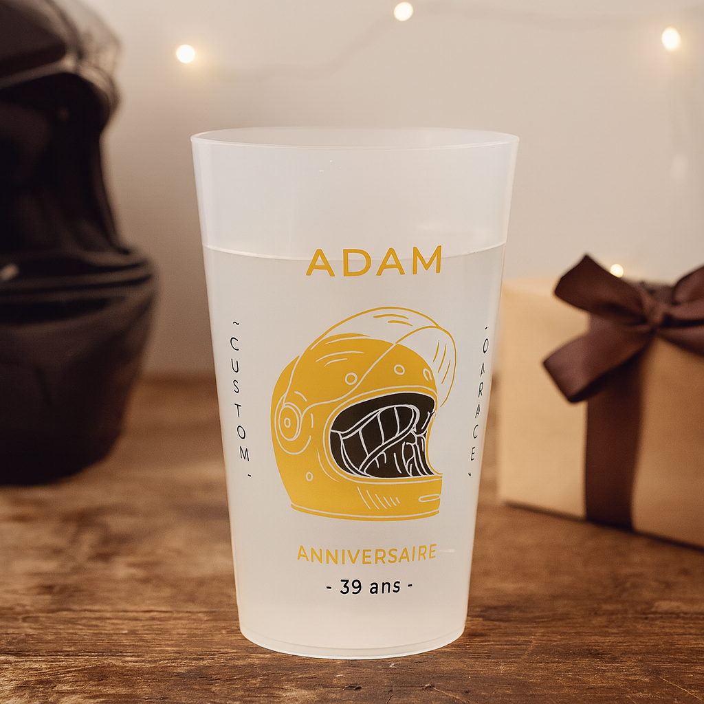Gobelet personnalisé Anniversaire Motard ambiance