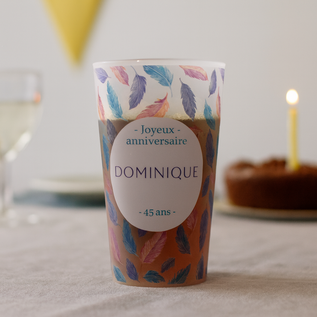 Gobelet personnalisé Anniversaire Feuilles ambiance
