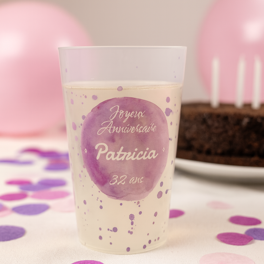 Gobelet personnalisé Anniversaire Aquarelle ambiance