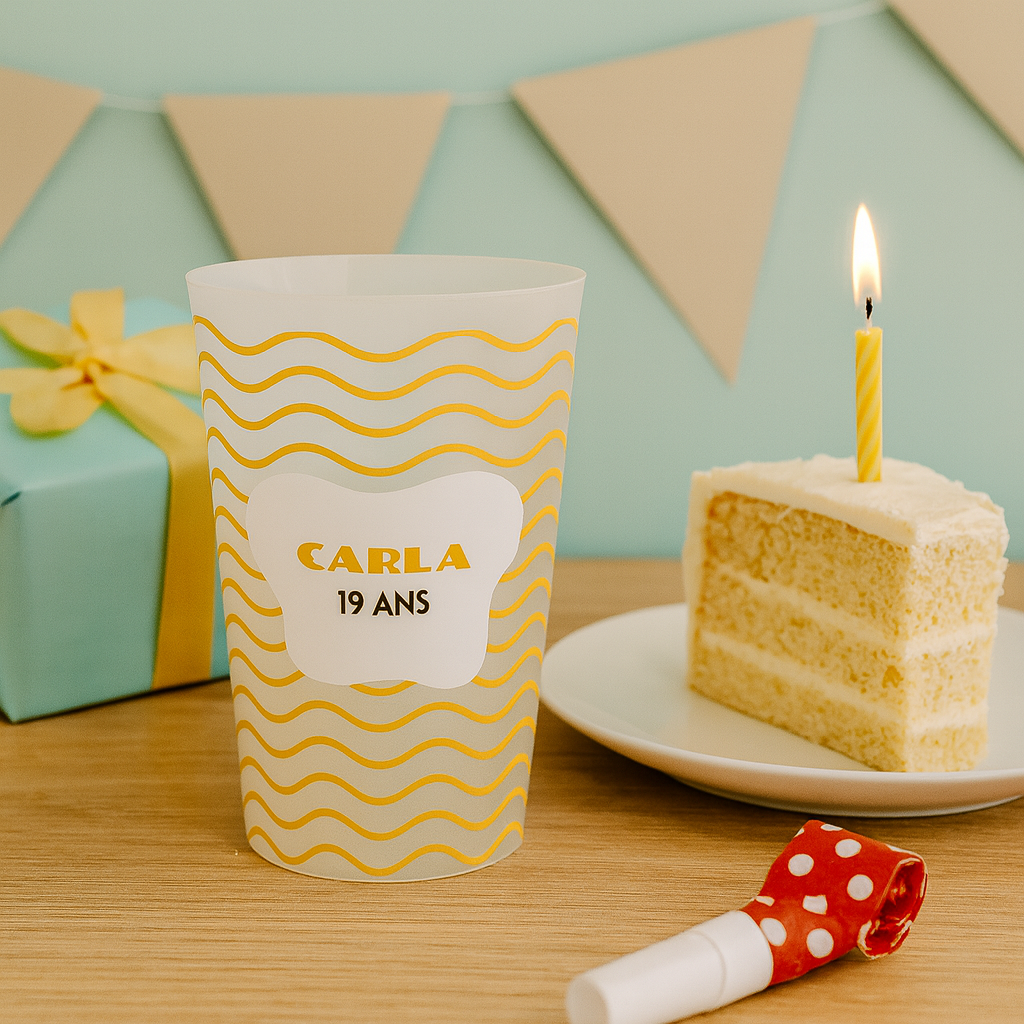 Gobelet personnalisé Anniversaire Vagues ambiance