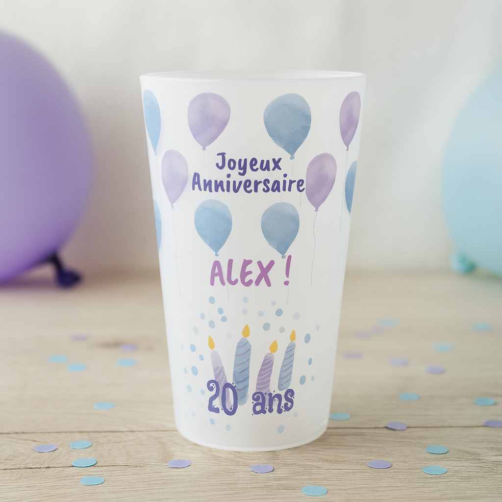 Gobelet personnalisé Anniversaire Ballons & Bougies ambiance