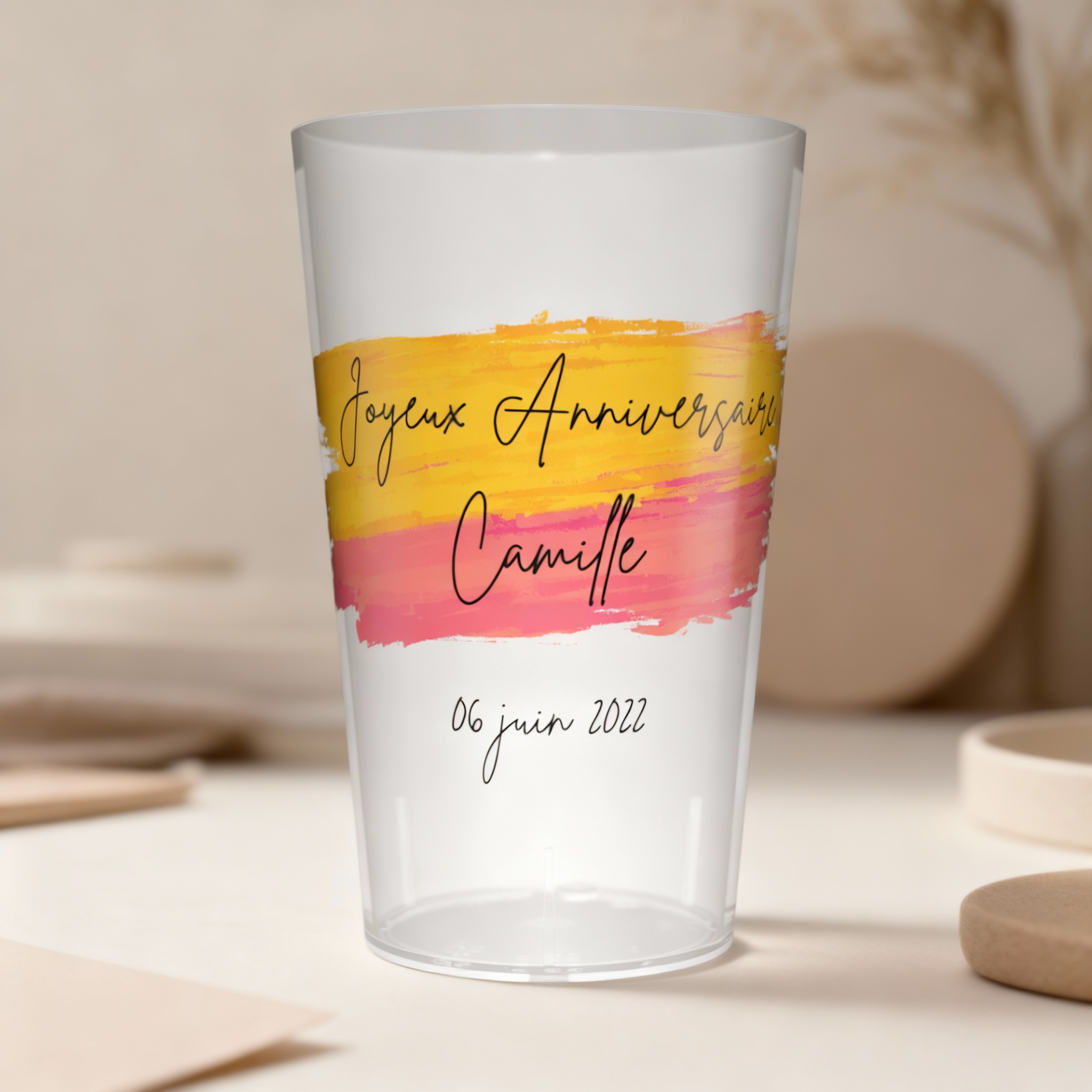 Gobelet personnalisé Anniversaire Bicolore ambiance