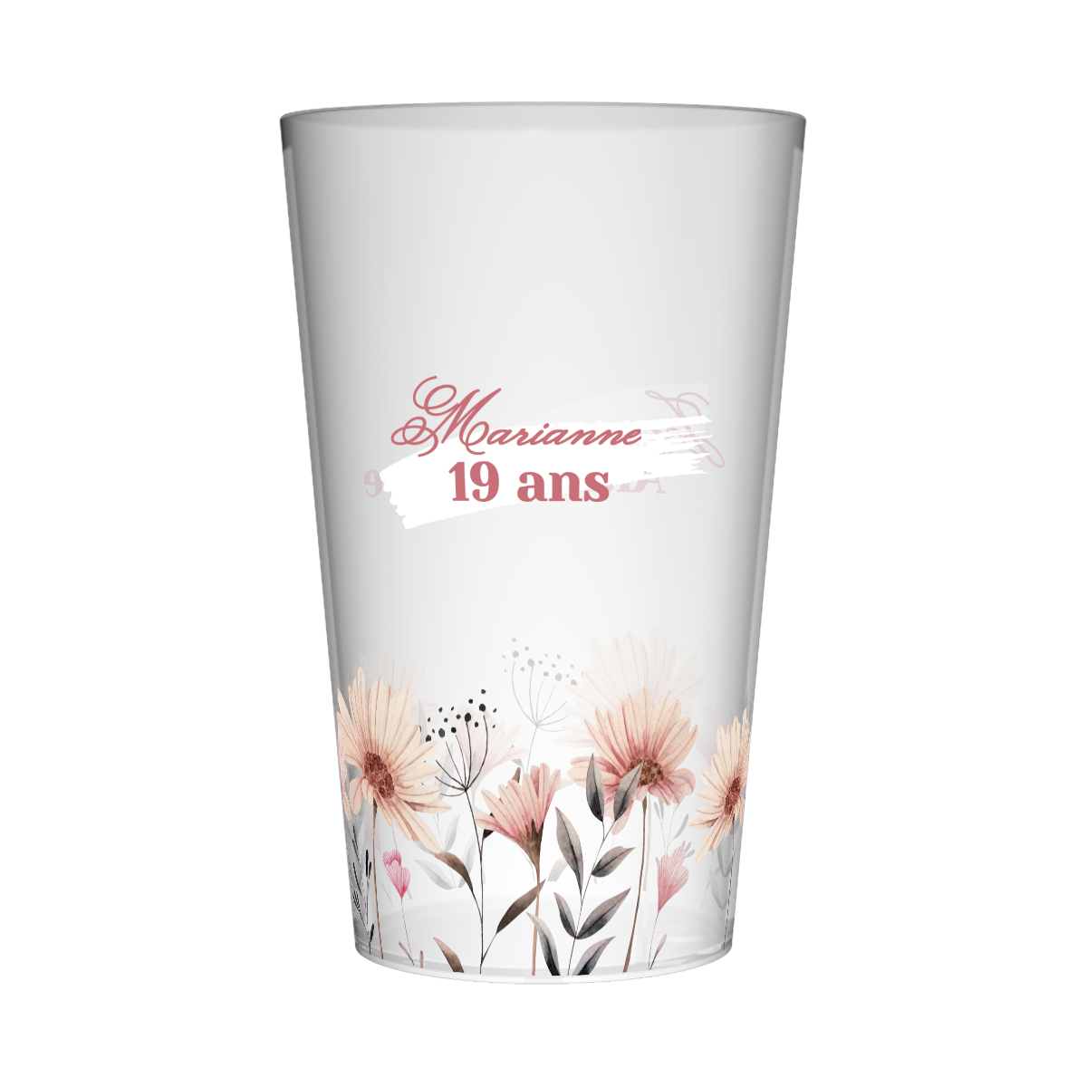 Gobelet personnalisé Anniversaire Champ de fleurs