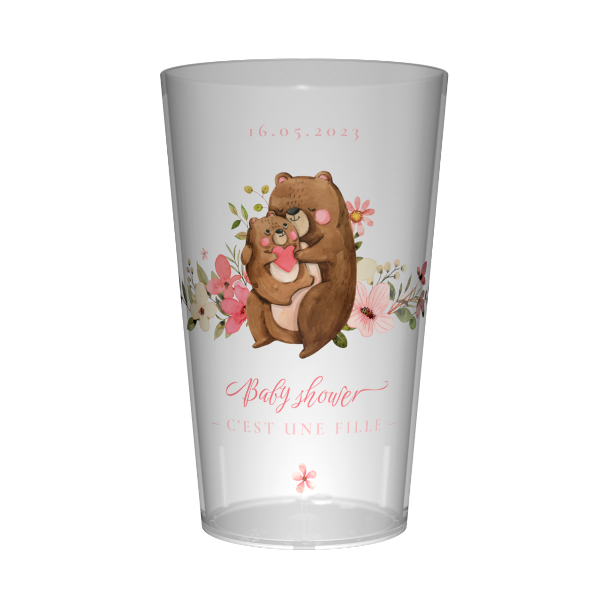 Gobelet personnalisé Baby Shower Nounours Rose