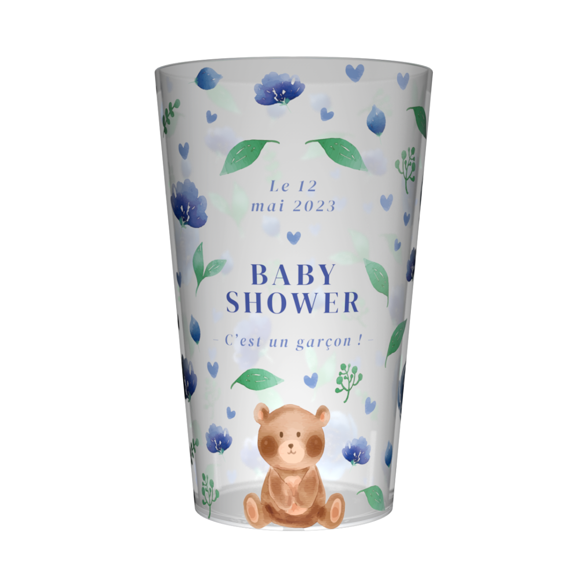 Gobelet personnalisé Baby Shower Nounours Bleu