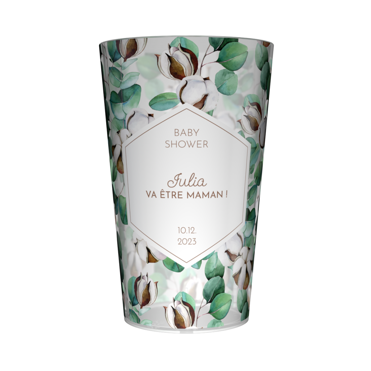 Gobelet personnalisé Baby Shower Fleur de coton