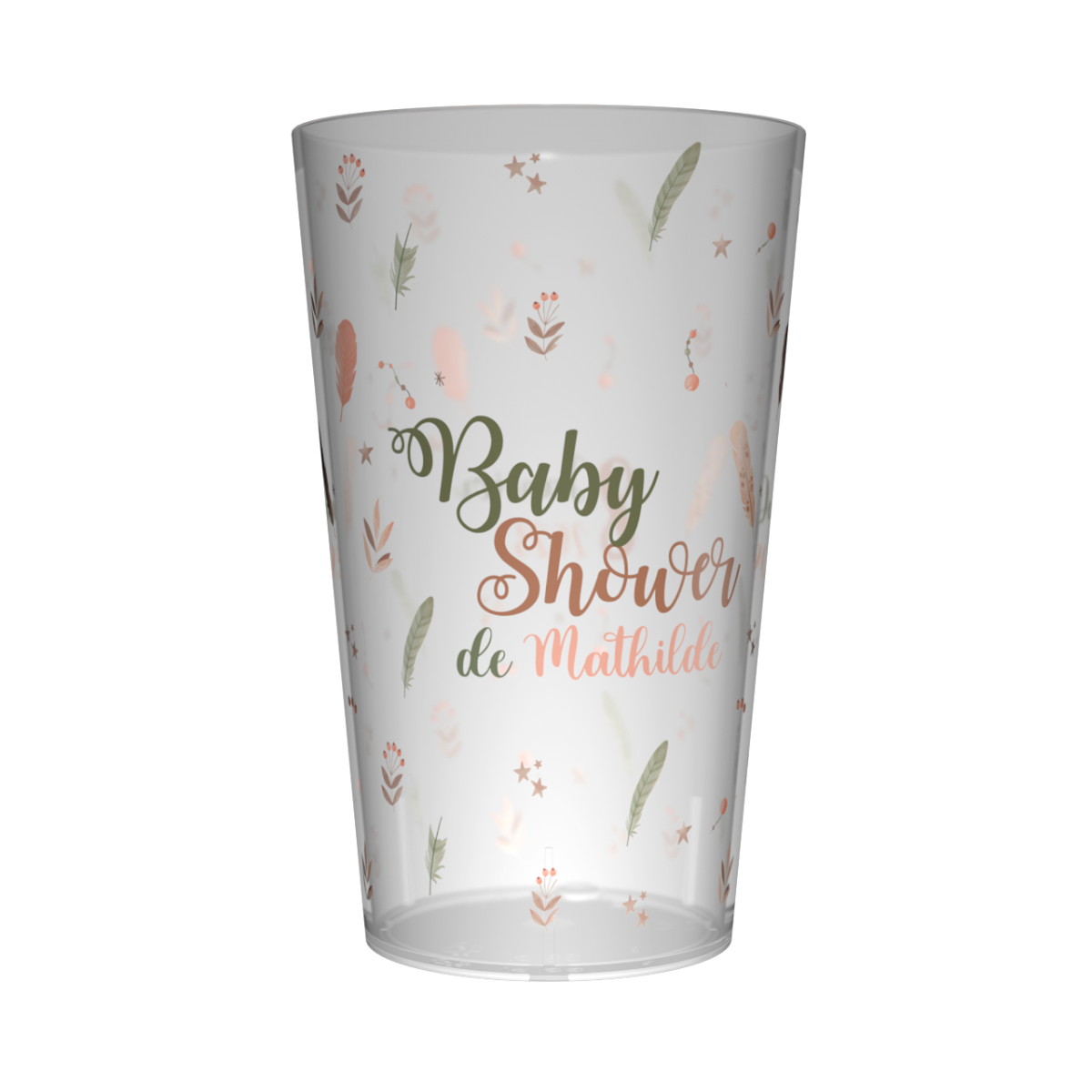 Gobelet personnalisé Baby Shower Plumes Bohème