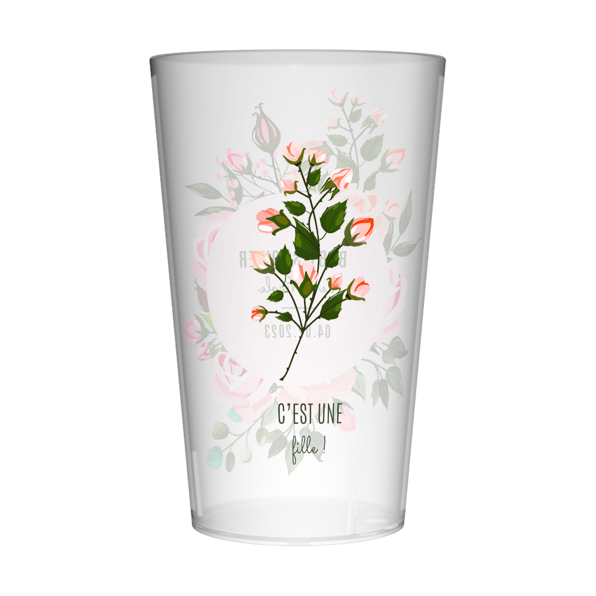 Gobelet personnalisé Baby Shower Bouquet Roses 2
