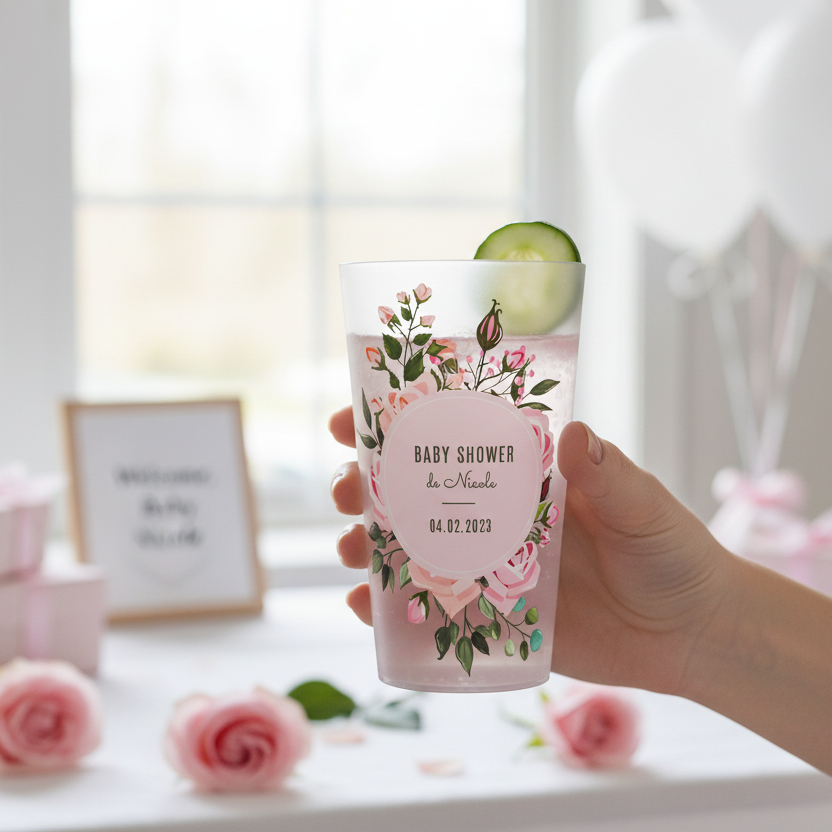 gobelet personnalise baby shower bouquet roses