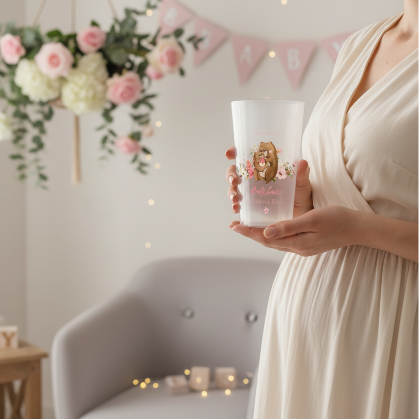 gobelet personnalise baby shower nournours rose