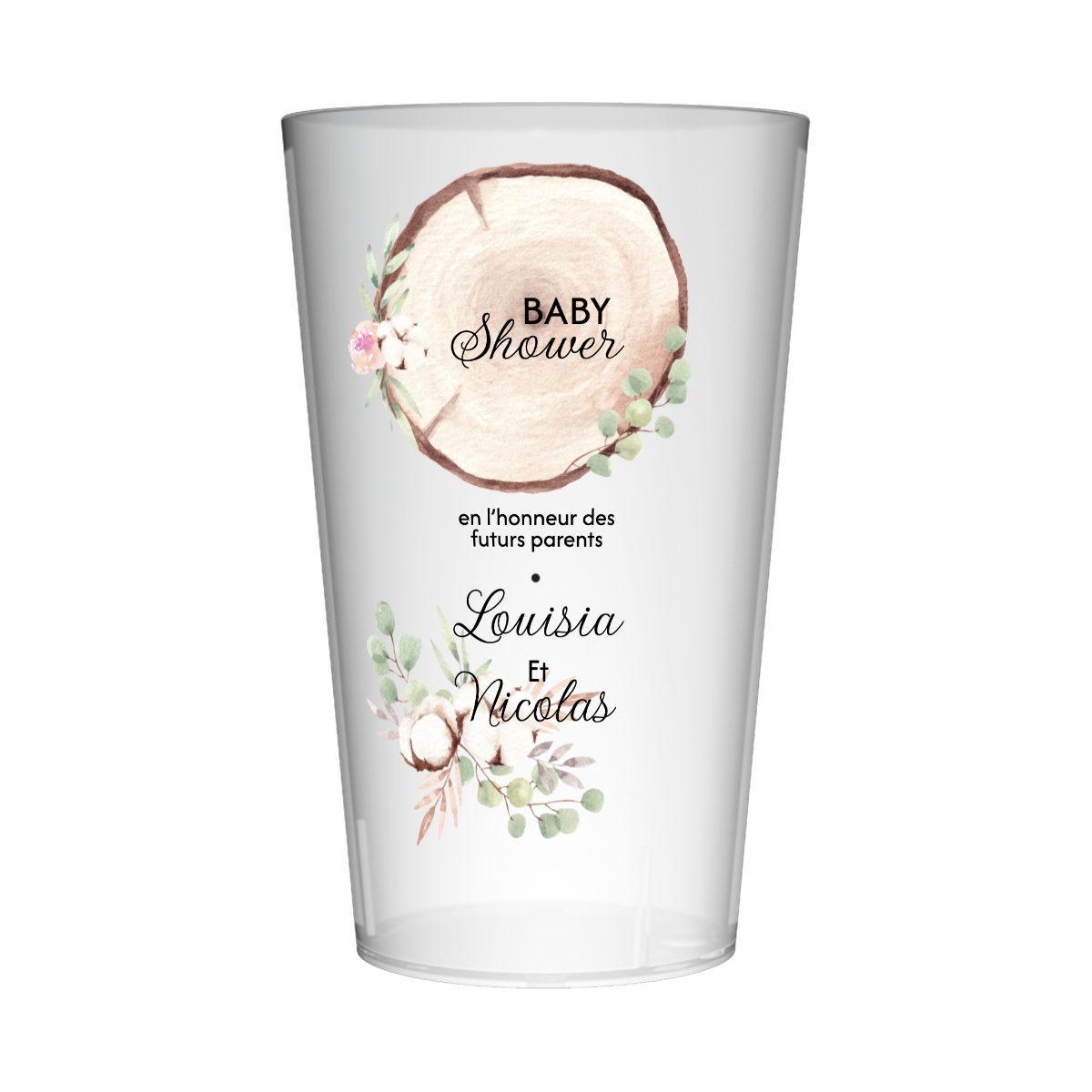 Gobelet personnalisé Baby Shower Bois & Coton