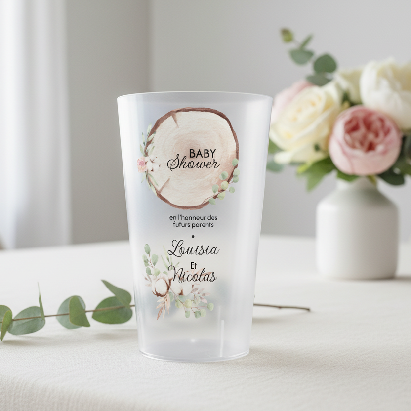 gobelet personnalise baby shower bois & coton