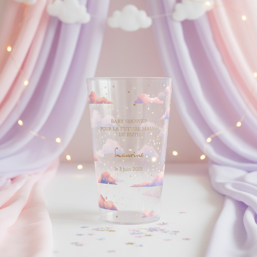 gobelet personnalise baby shower nuages