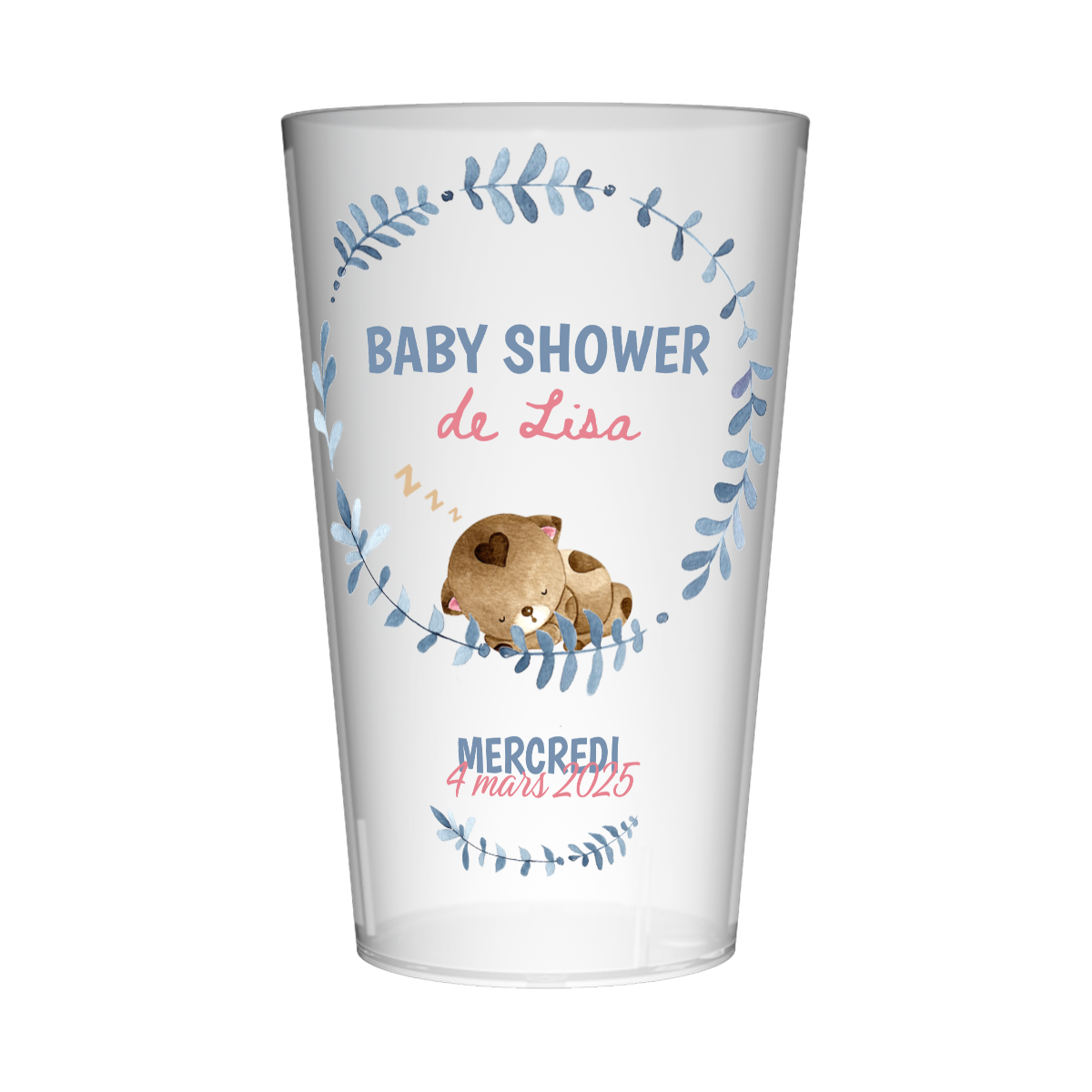 Gobelet personnalisé Baby Shower Couronne Bleue