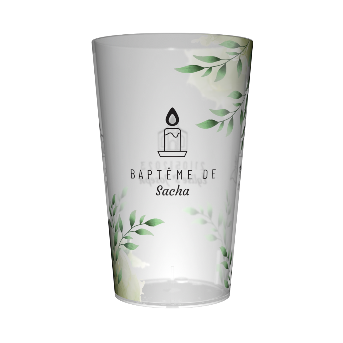 gobelet personnalise bapteme elegant rose