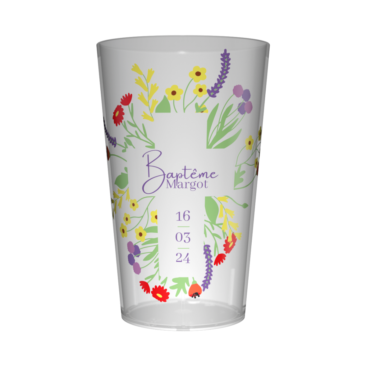 Gobelet personnalisé Baptême Bouquet de fleurs