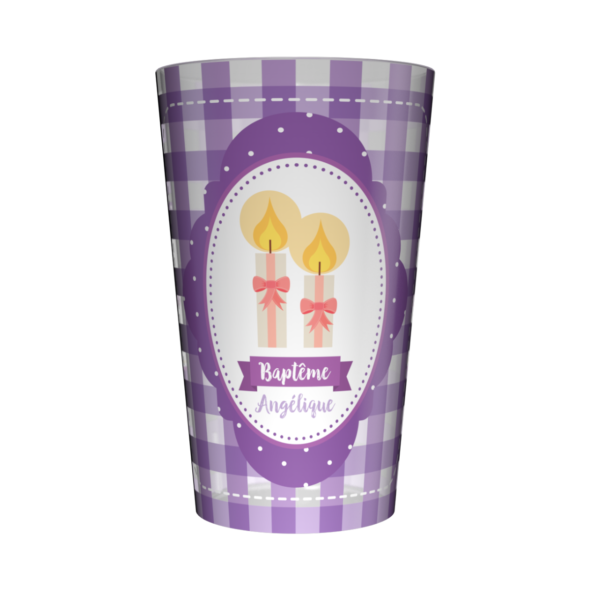 Gobelet personnalisé Baptême Vichy