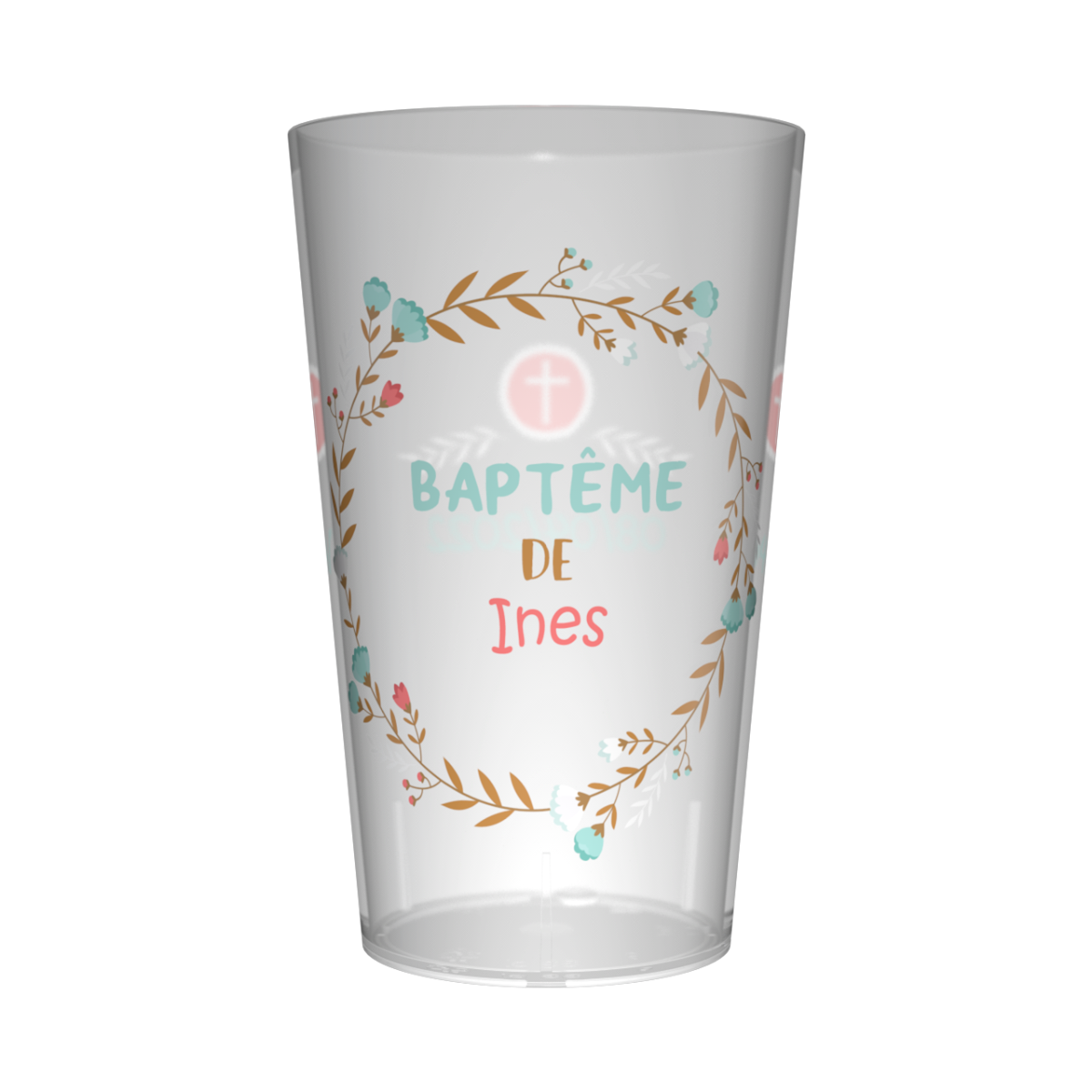 Gobelet personnalisé Baptême Couronne Feuillage