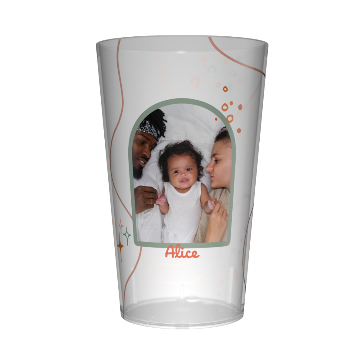 Gobelet personnalisé Baptême Etoiles Orange