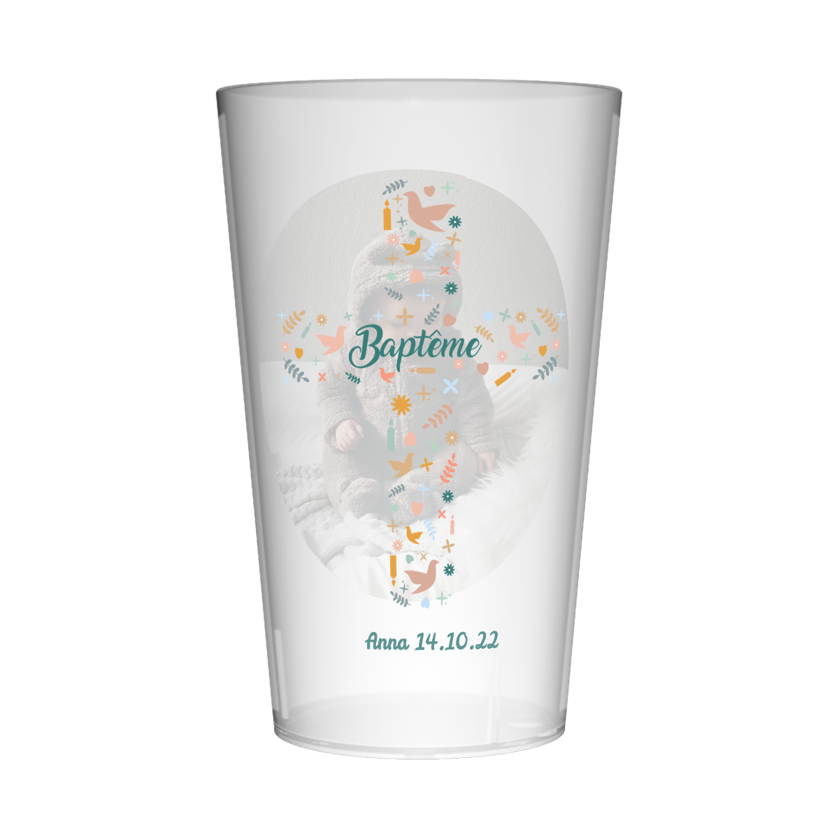 Gobelet personnalisé Baptême Croix 2