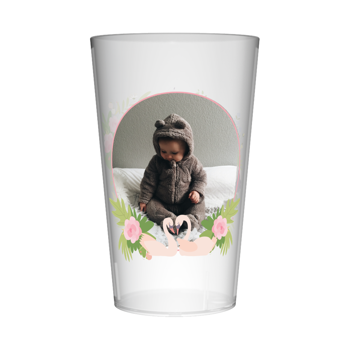 Gobelet personnalisé Baptême Cygnes