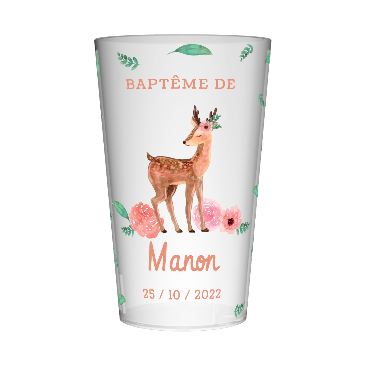 Gobelet personnalisé Baptême Faon