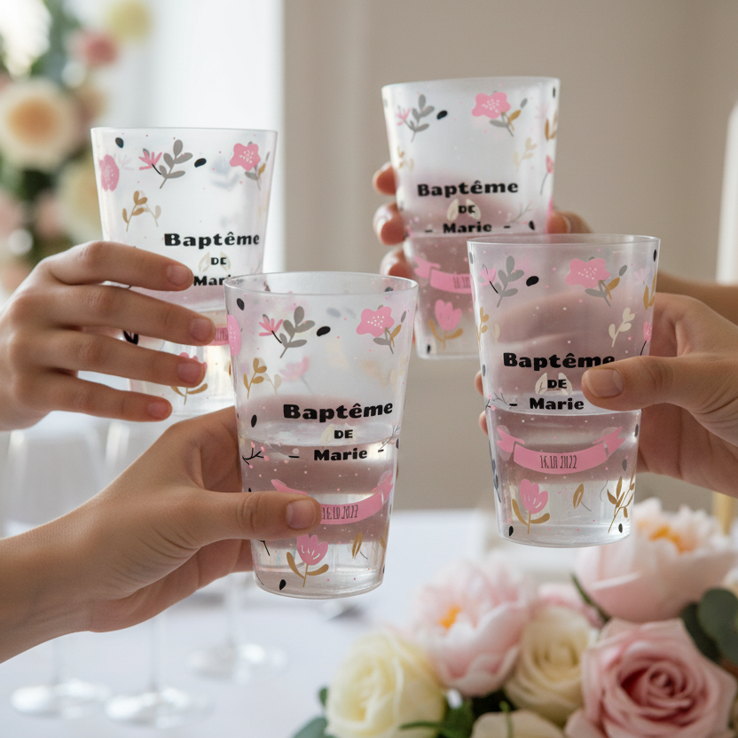 gobelet personnalise bapteme nature ambiance