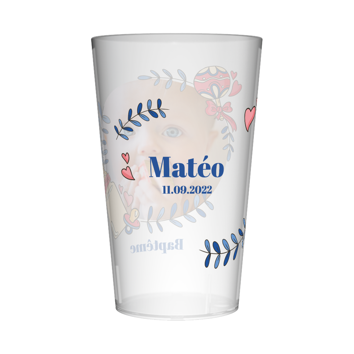 Gobelet personnalisé Baptême Image Bleu