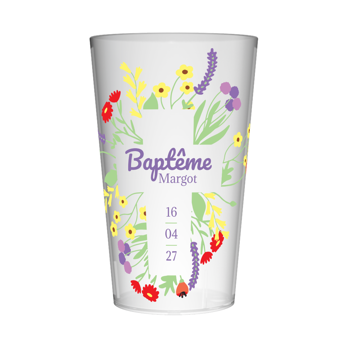 Gobelet personnalisé Baptême Bouquet de fleurs