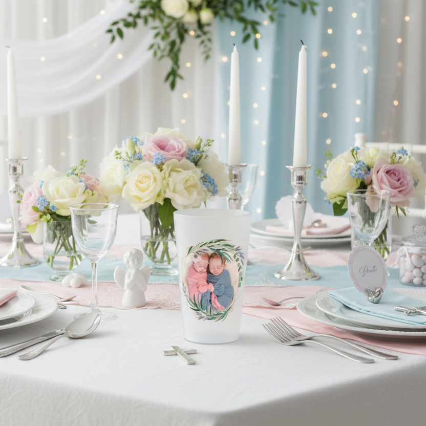 gobelet personnalise bapteme photo & feuilles