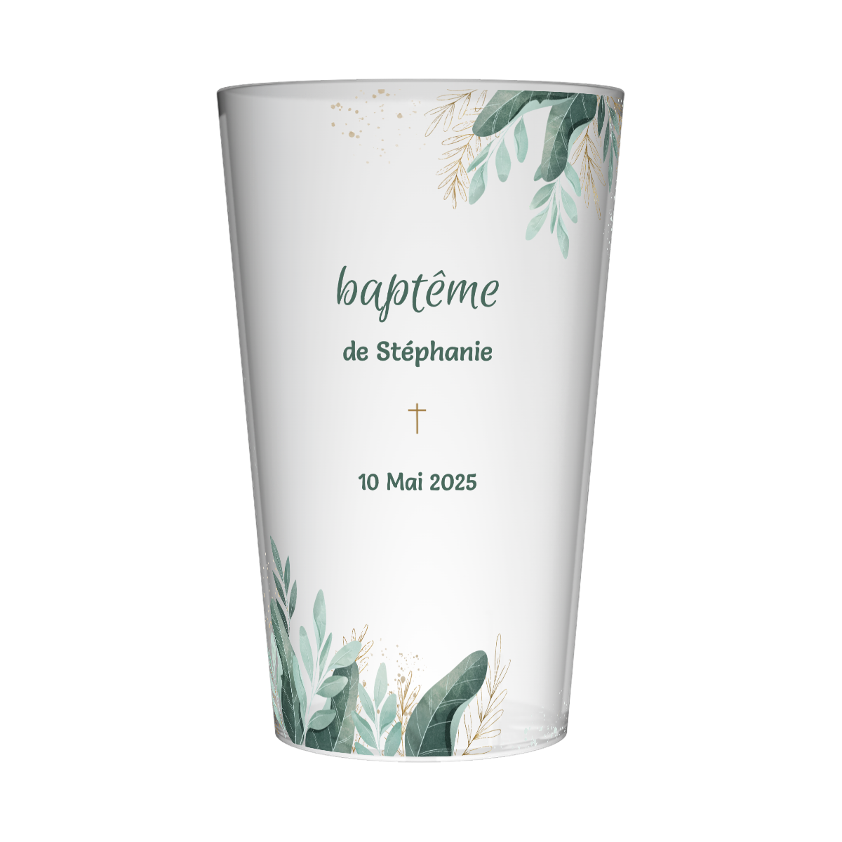 Gobelet personnalisé Baptême Aquarelle & Fleurs