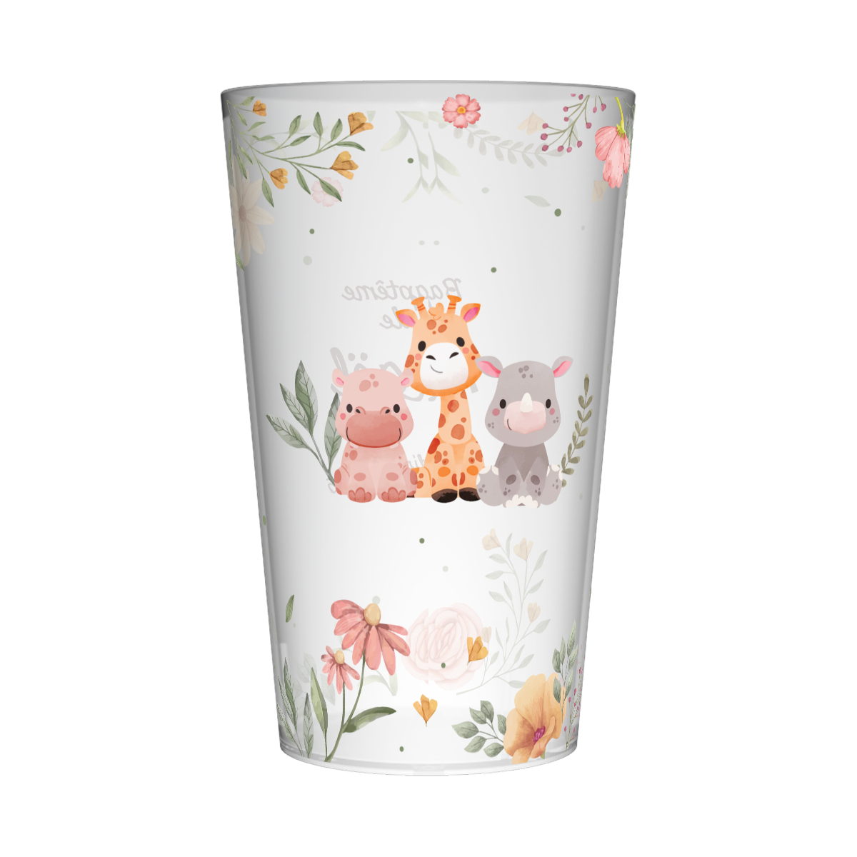 Gobelet personnalisé Baptême Animaux & Fleurs 2