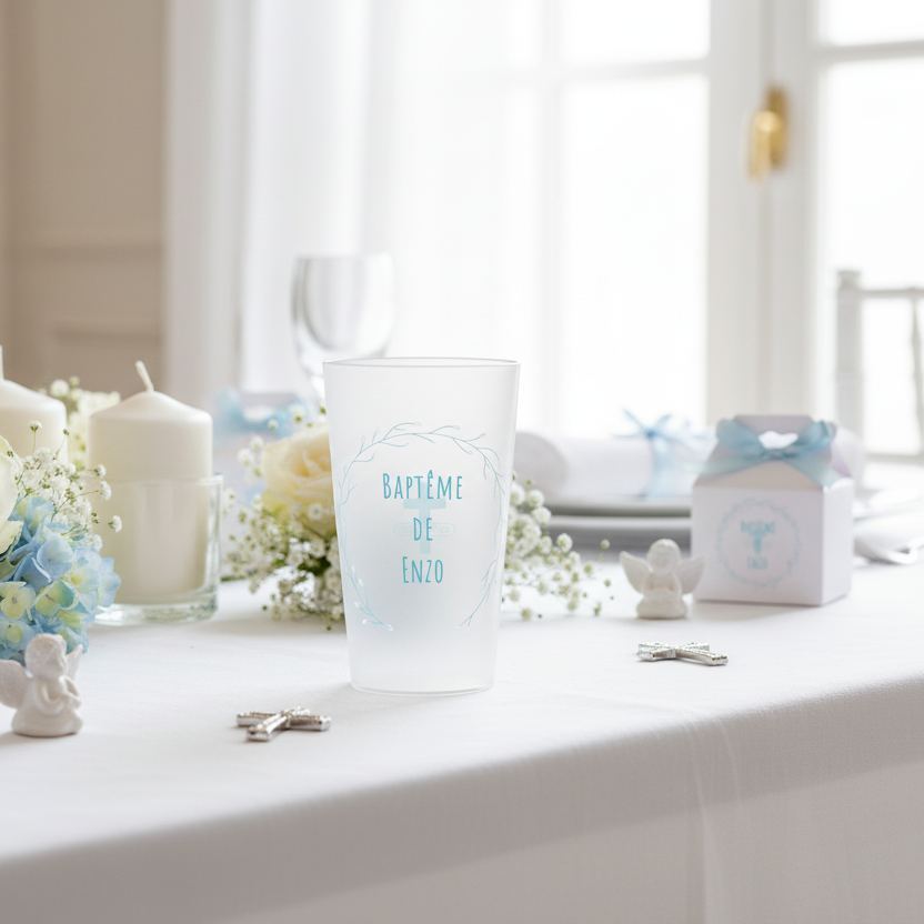 gobelet personnalise bapteme bleu