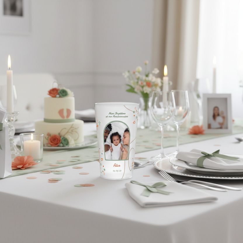 gobelet personnalise bapteme etoile orange