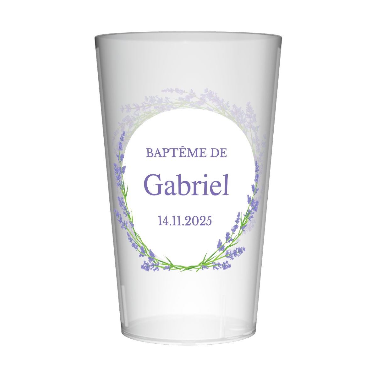 Gobelet personnalisé Baptême Lavande