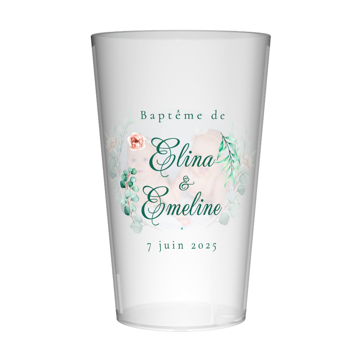 Gobelet personnalisé Baptême Photo Jumeaux 2