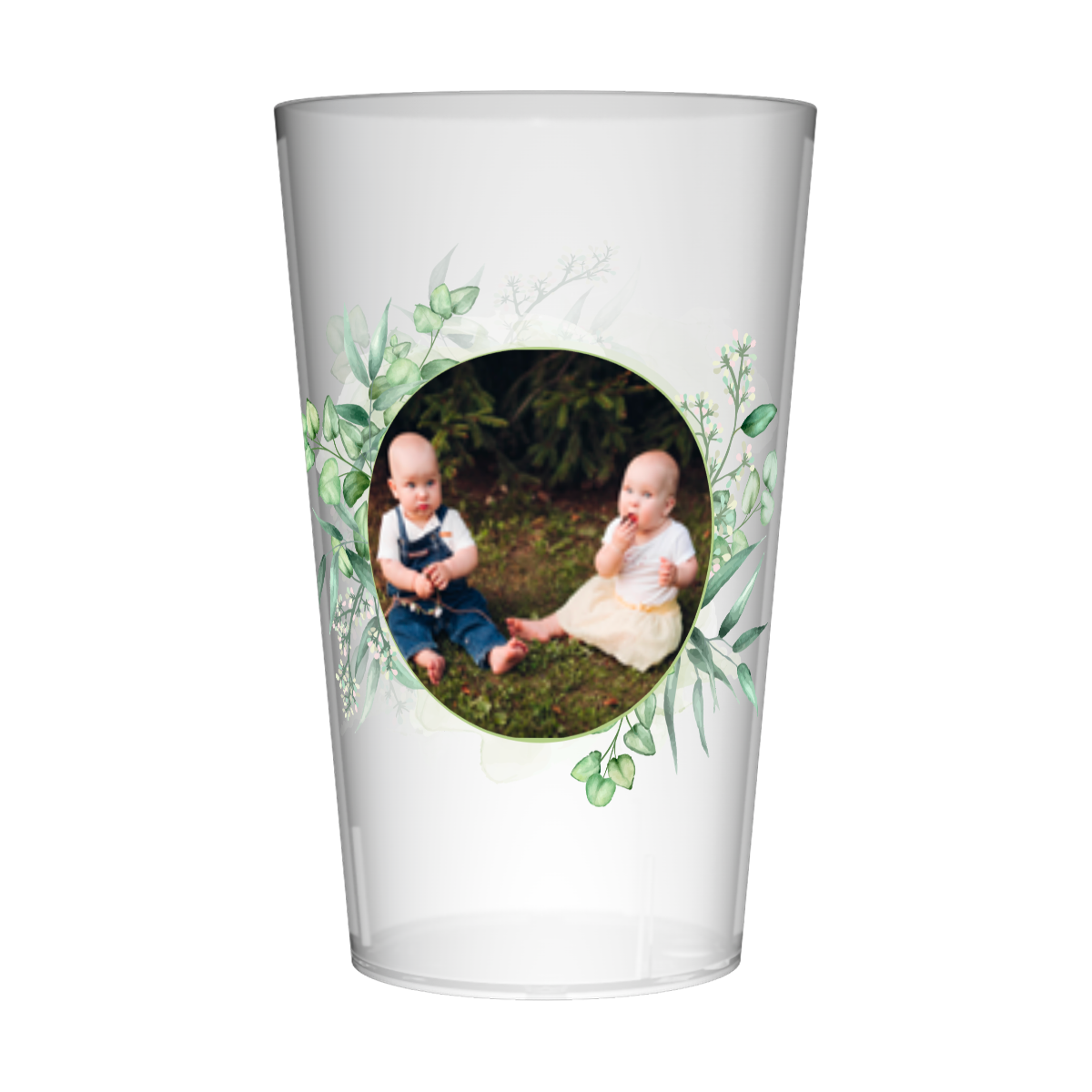 Gobelet personnalisé Baptême Vert & Photo