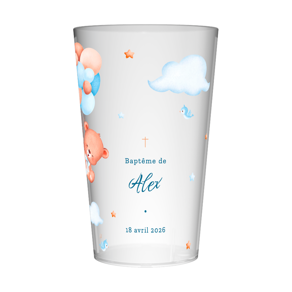 Gobelet personnalisé Baptême Ourson & Ballons