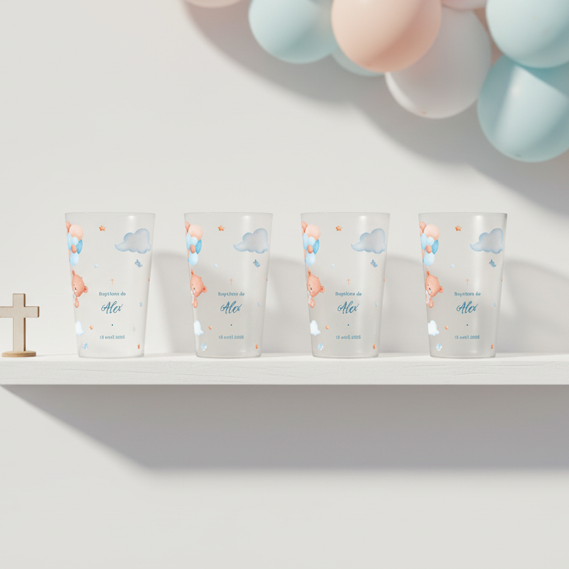 goblelet personnalise bapteme ourson et ballon