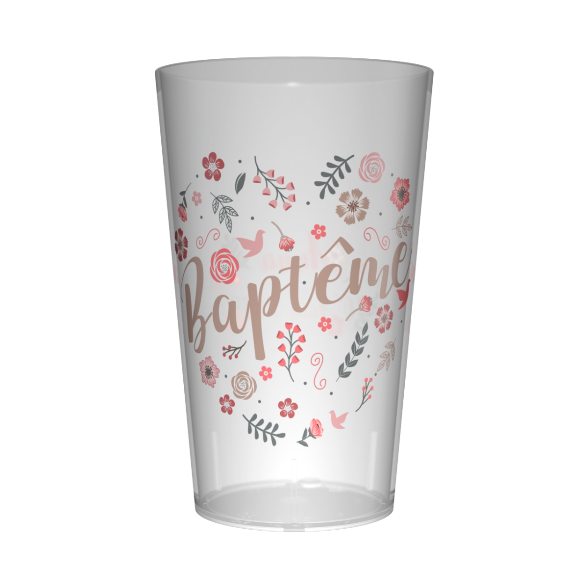 gobelet personnalise bapteme fleuri